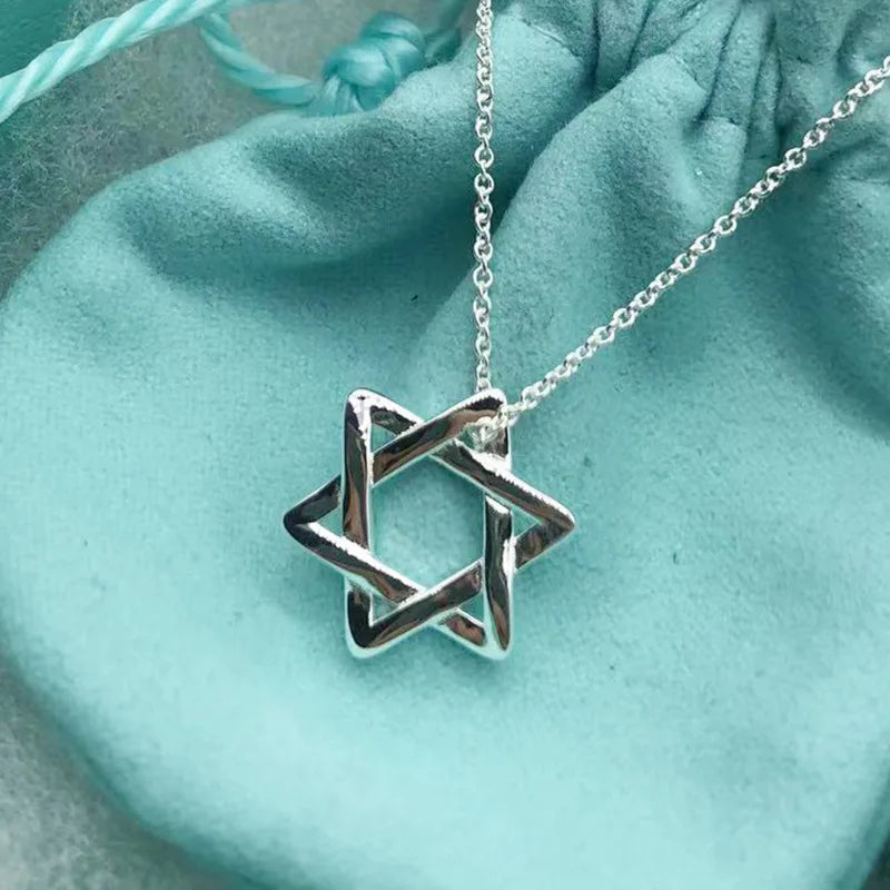 Sterling Silver Star of David Necklace 925 Silver Jewelry