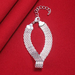 925 Sterling Silver Mesh Bracelet Woman Jewelry Gift