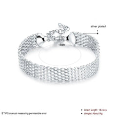 925 Sterling Silver Mesh Bracelet Woman Jewelry Gift