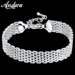 925 Sterling Silver Mesh Bracelet Woman Jewelry Gift