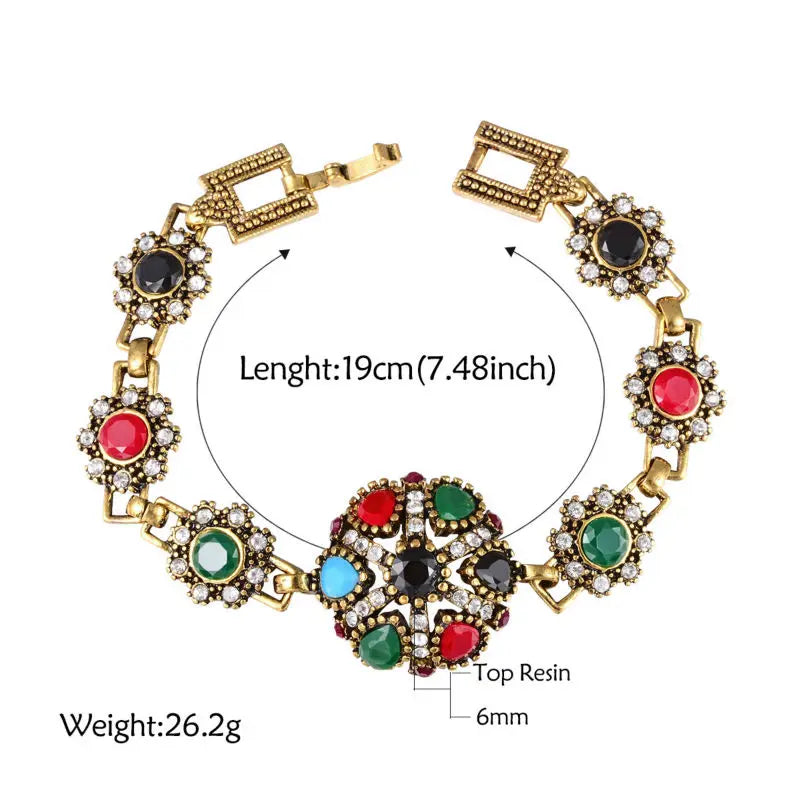 Vintage Tibet Alloy Colorful Resin Bracelet for Women