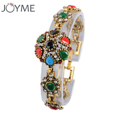 Vintage Tibet Alloy Colorful Resin Bracelet for Women