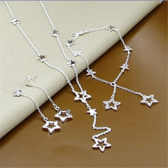 925 Silver Snake Chain Bracelet and Necklace Set for Women Men
