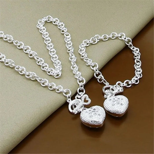 925 Silver Snake Chain Bracelet and Necklace Set for Women Men
