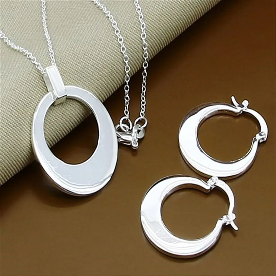 925 Silver Snake Chain Bracelet and Necklace Set for Women Men