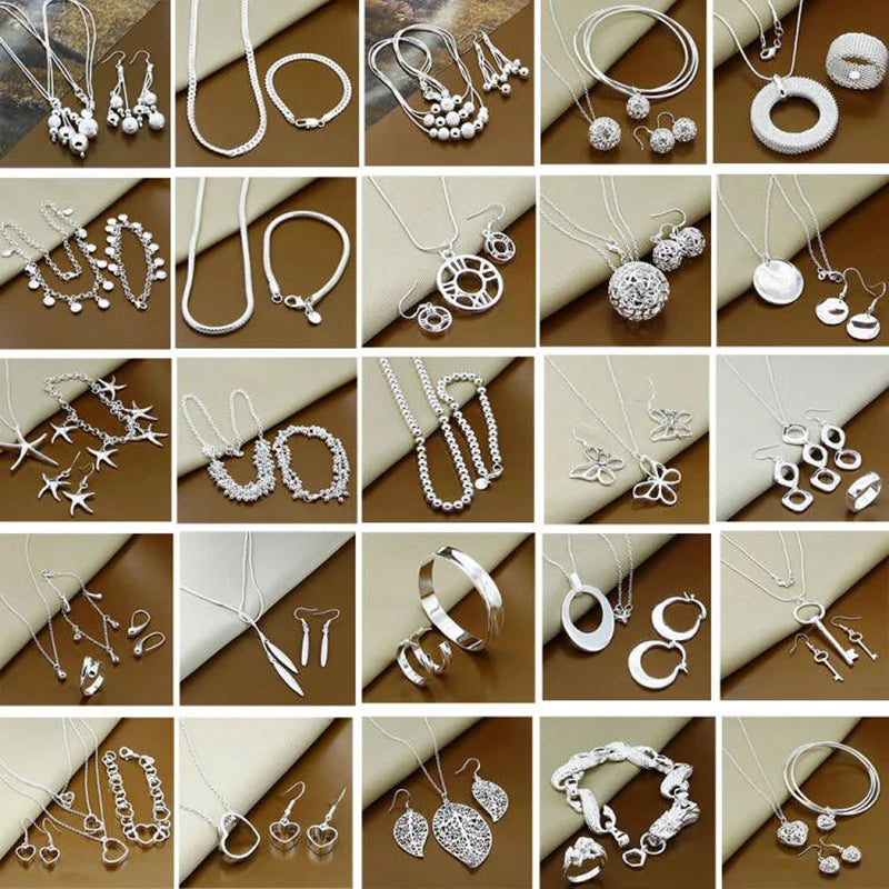 925 Silver Snake Chain Bracelet and Necklace Set for Women Men