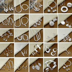 925 Silver Snake Chain Bracelet and Necklace Set for Women Men