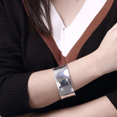Silver 925 Round Big Open Bangle Bracelet Women Men Jewelry