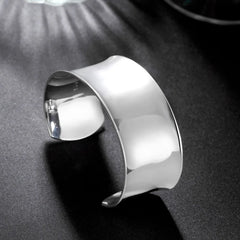 Silver 925 Round Big Open Bangle Bracelet Women Men Jewelry