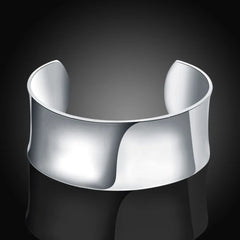 Silver 925 Round Big Open Bangle Bracelet Women Men Jewelry