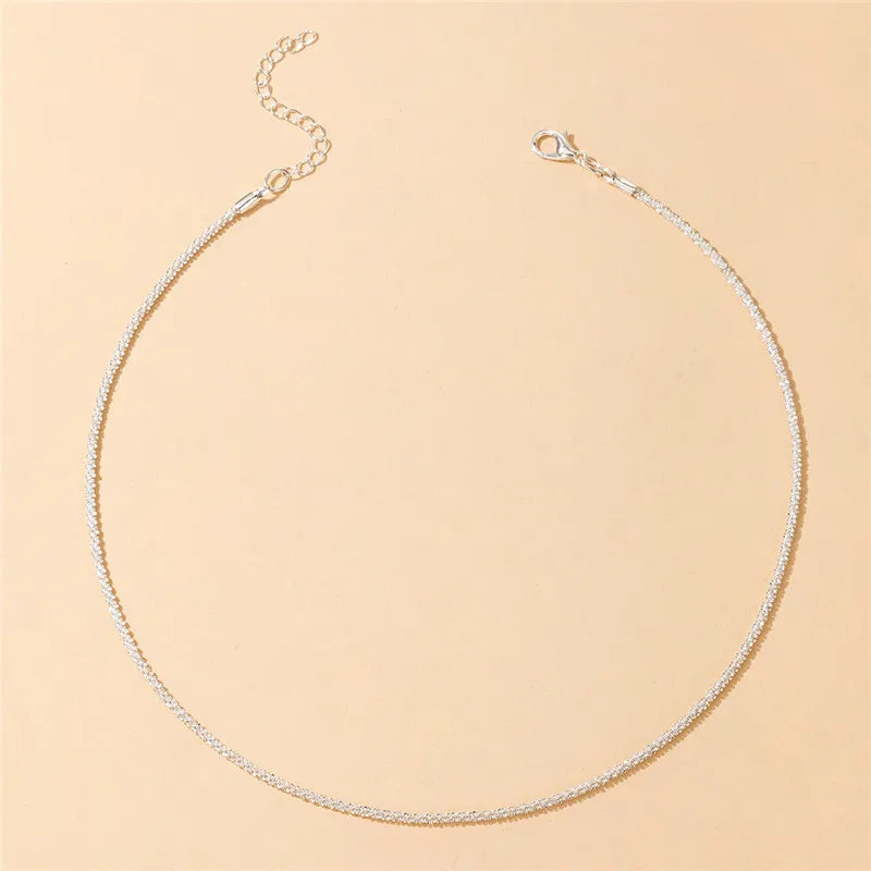 Silver Chains Choker Necklace for Women Party Jewelry