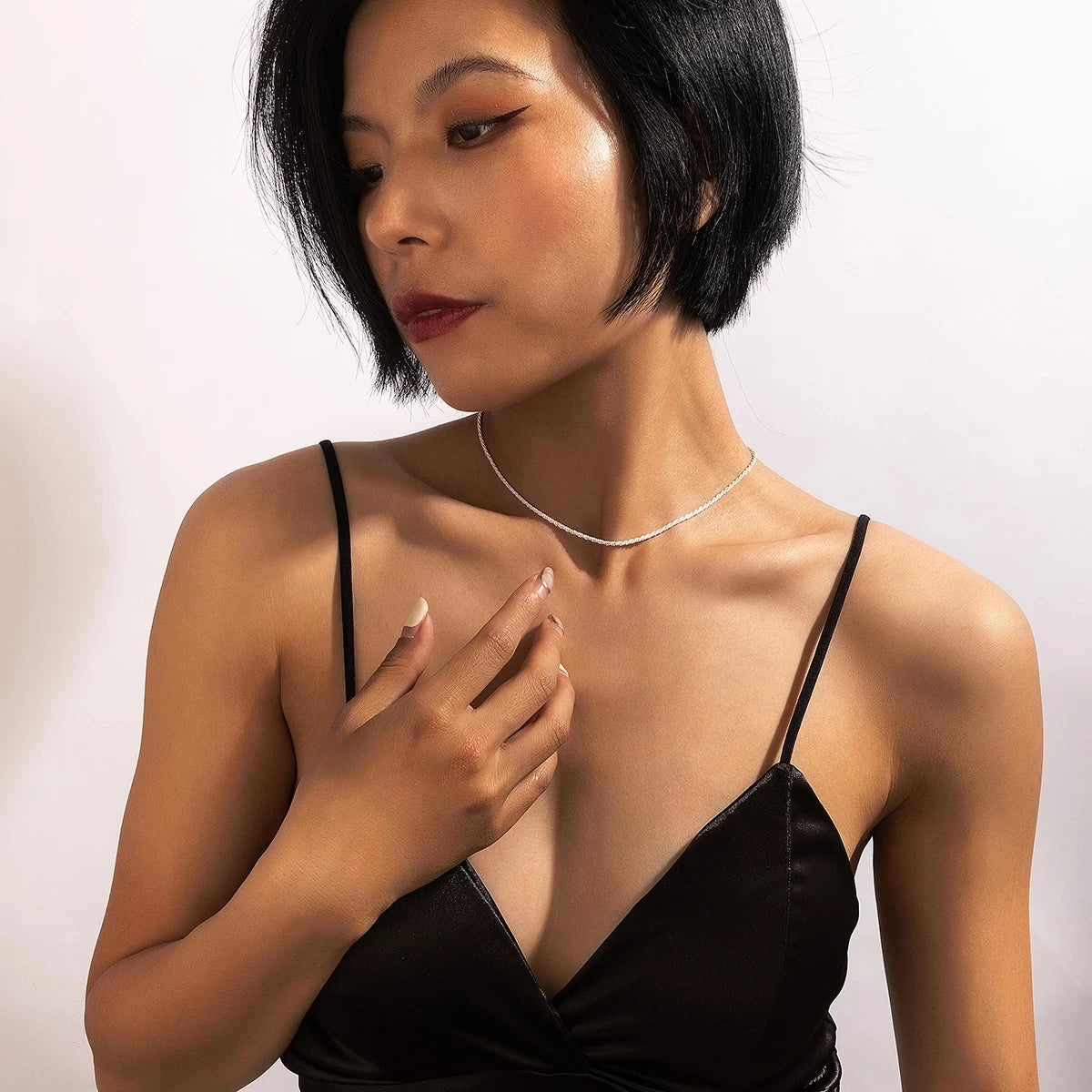 Silver Chains Choker Necklace for Women Party Jewelry