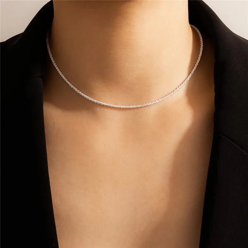 Silver Chains Choker Necklace for Women Party Jewelry