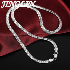 925 Silver 6mm Sideways Necklace 8/18/20/22/24 Inch Chain Wedding Jewelry
