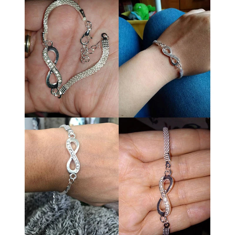 Silver Knot Chain Bracelet Bow-knot Clasp Love for Women