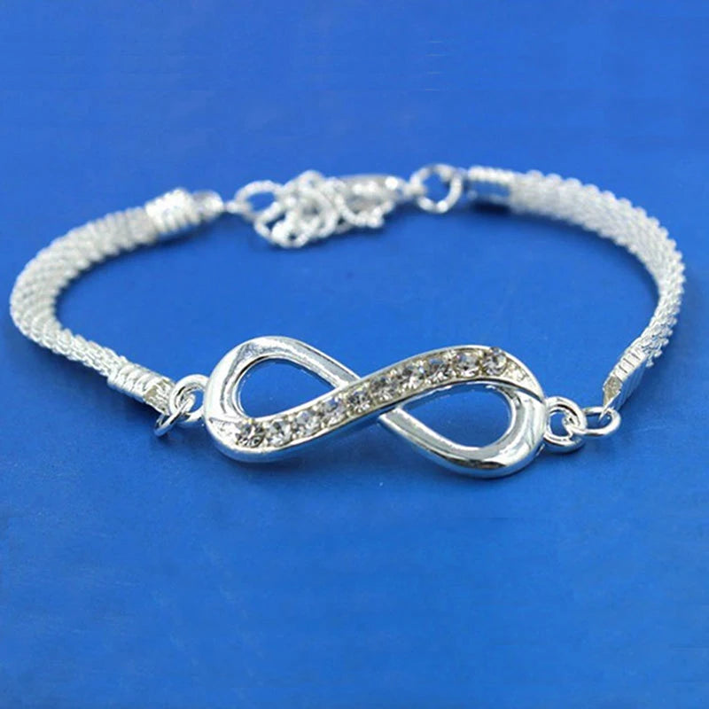 Silver Knot Chain Bracelet Bow-knot Clasp Love for Women