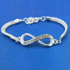 Silver Knot Chain Bracelet Bow-knot Clasp Love for Women