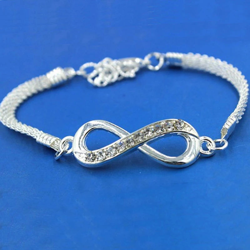 Silver Knot Chain Bracelet Bow-knot Clasp Love for Women