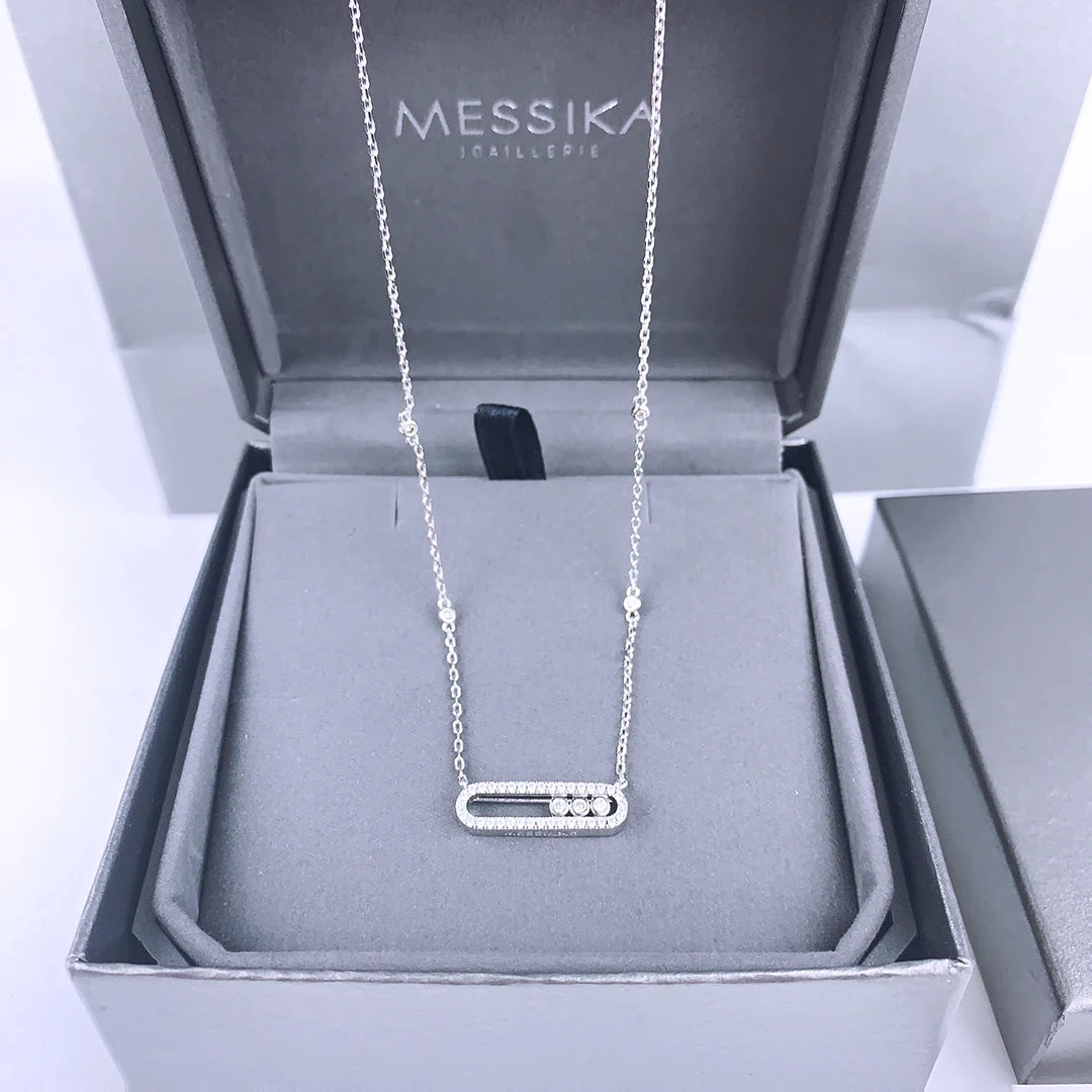 Messica925 Silver Necklace with Moving Beads