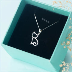 925 Silver Cat Pendant Necklace Cute Cat Women's Jewelry Gift