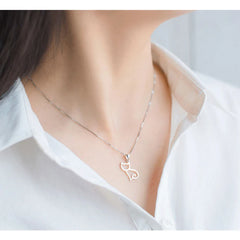 925 Silver Cat Pendant Necklace Cute Cat Women's Jewelry Gift