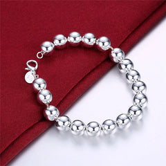 925 Silver Hollow Circle Ball Beads Bracelet Woman Charm Jewelry