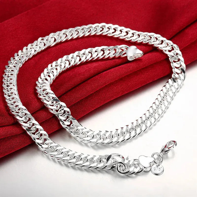 925 Sterling Silver 10MM Chain Necklace Solid Wedding Jewelry