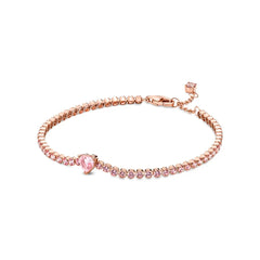 925 Sterling Silver Heart Tennis Bracelet for Women