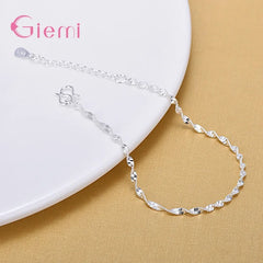925 Silver Anklet Twisted Weave Chain for Women Girl