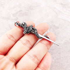 Blackened Sword With Snake 925 Sterling Silver Jewelry