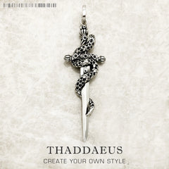 Blackened Sword With Snake 925 Sterling Silver Jewelry