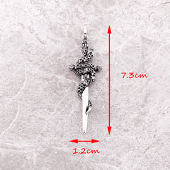 Blackened Sword With Snake 925 Sterling Silver Jewelry