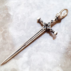 Vintage 925 Sterling Silver Pendant Royal Sword