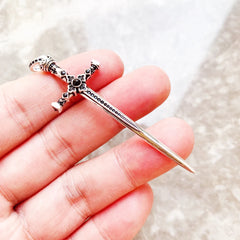 Vintage 925 Sterling Silver Pendant Royal Sword