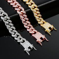 Rhinestone Bracelet Cuban Link Silver Jewelry Bracelet