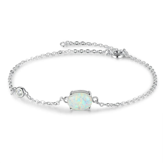 S925 Opal Pendant Silver Bracelet Delicate Jewelry for Women