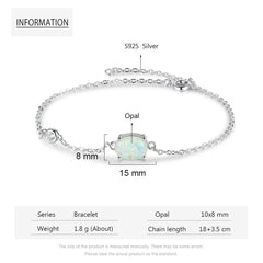 S925 Opal Pendant Silver Bracelet Delicate Jewelry for Women