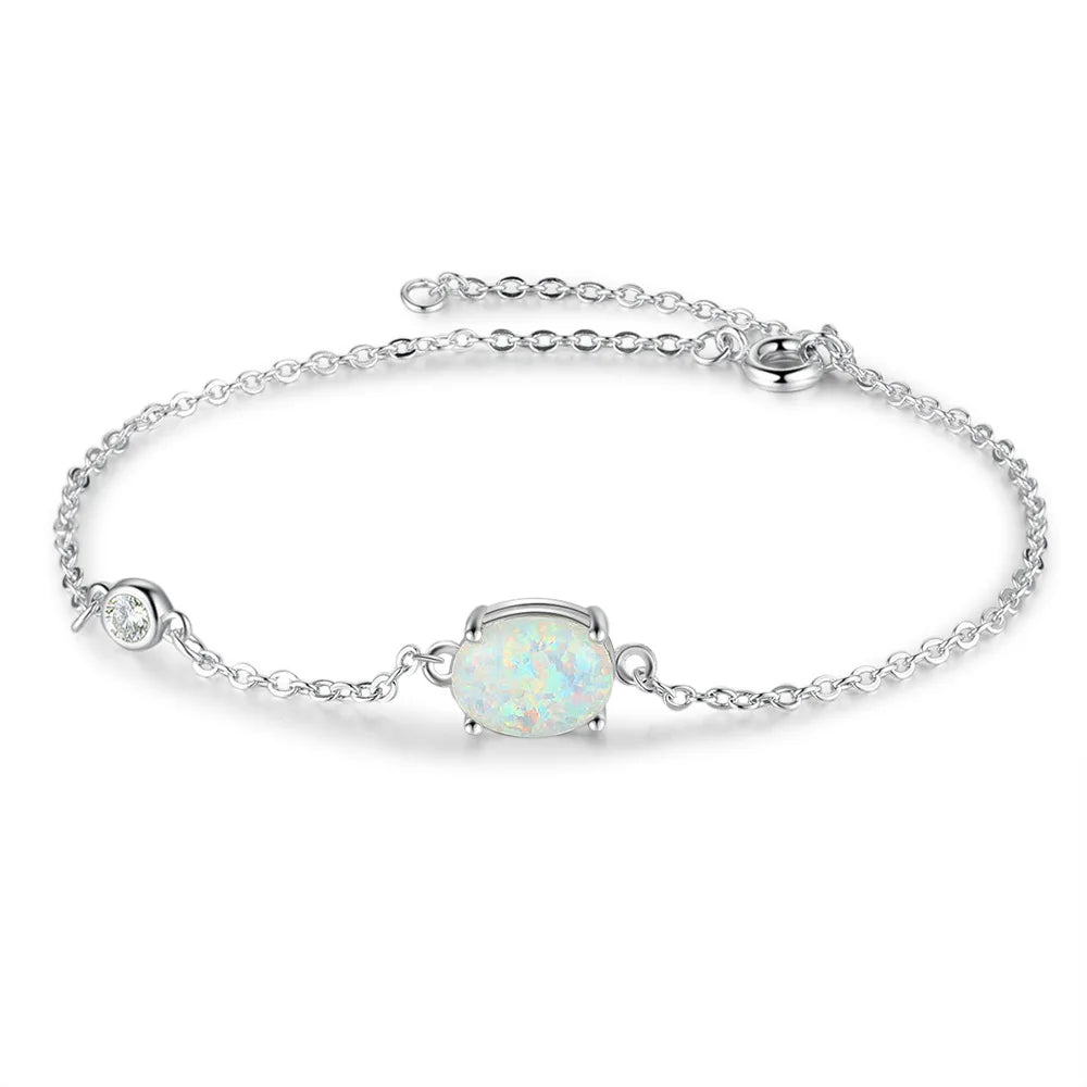 S925 Opal Pendant Silver Bracelet Delicate Jewelry for Women