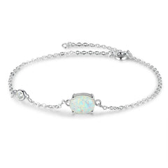 S925 Opal Pendant Silver Bracelet Delicate Jewelry for Women