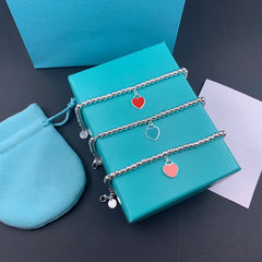 S925 Silver Heart Bead Bracelet Women Jewelry Gift