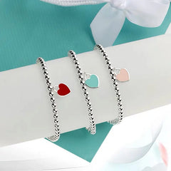S925 Silver Heart Bead Bracelet Women Jewelry Gift
