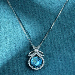 925 Silver 3CT Emerald Aquamarine Necklace Pendant