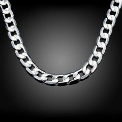 925 Silver Necklace 20/24 Inches 8MM Chain Men's Jewelry Wedding Christmas