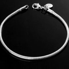 Sterling Silver Snake Chain Bracelet 3mm for Women Men