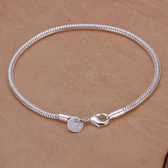 Sterling Silver Snake Chain Bracelet 3mm for Women Men