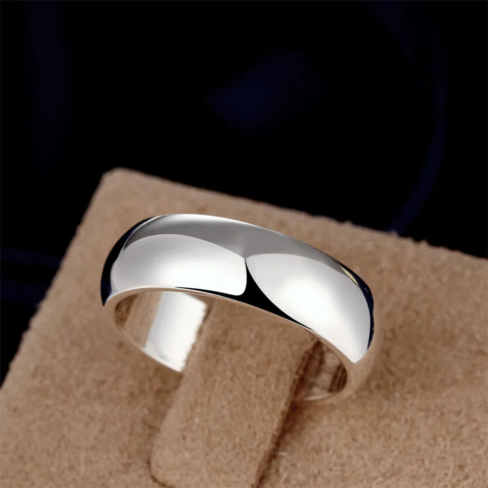 Smooth Circle Wedding Rings 925 Silver for Women Men Engagement Ring