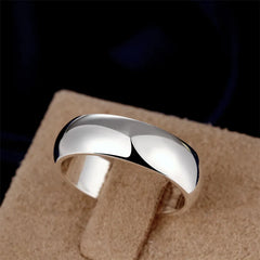 Smooth Circle Wedding Rings 925 Silver for Women Men Engagement Ring