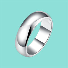 Smooth Circle Wedding Rings 925 Silver for Women Men Engagement Ring