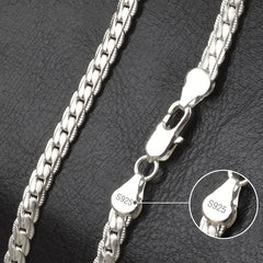 925 Silver 6mm Side Chain Necklace 8/18/20/22/24 Inch Wedding Jewelry