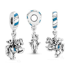 Up House & Balloons Charm 925 Sterling Silver Orange Bird Dangle Charm